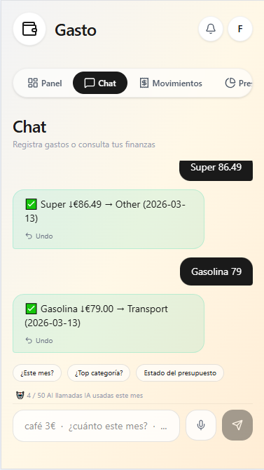 Di o escribe lo que gastaste — la IA lo registra al instante