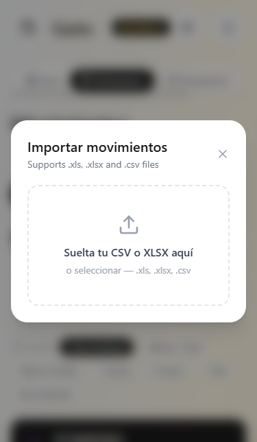Importa transacciones desde Excel o CSV