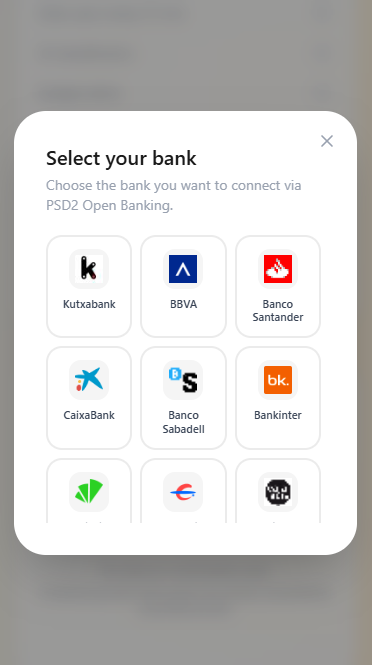 Elige tu banco y conéctate en pocos pasos